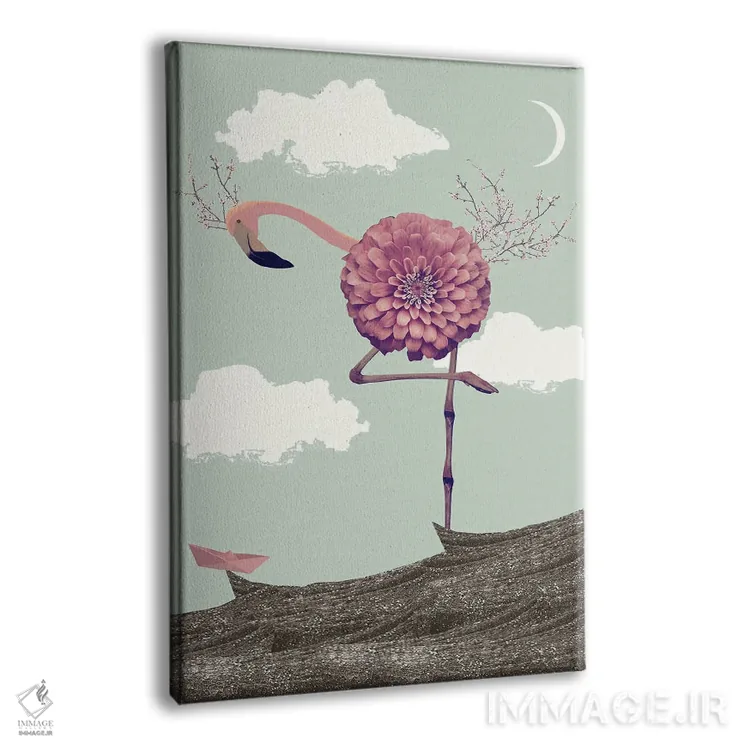 تابلو مدرن فلامینگو غول پیکر اثر کارولین کسلسی - نمای پرسپکتیو محصول