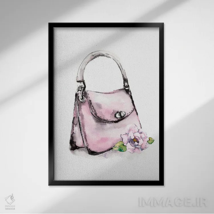 تابلو دکوراتیو کیف دستی با دسته سفت اثر استلا چانگ - نمای قابدار مشکی