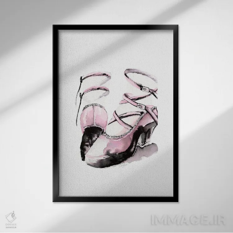 تابلو دکوراتیو کفش بندی پلتفرم اثر استلا چانگ - نمای قابدار مشکی