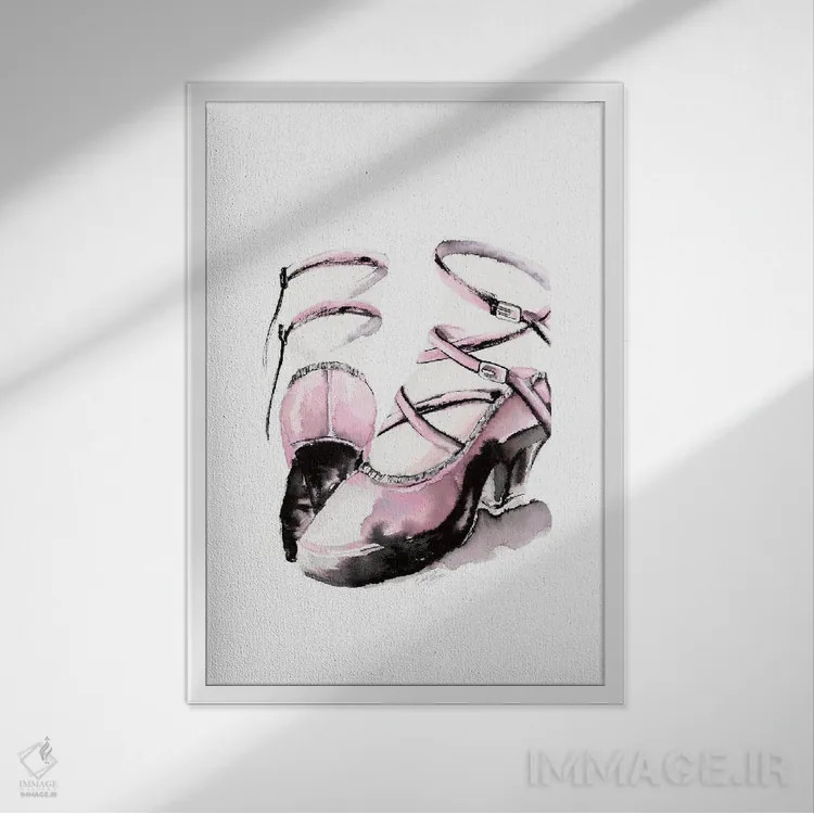 تابلو دکوراتیو کفش بندی پلتفرم اثر استلا چانگ - نمای قابدار سفید