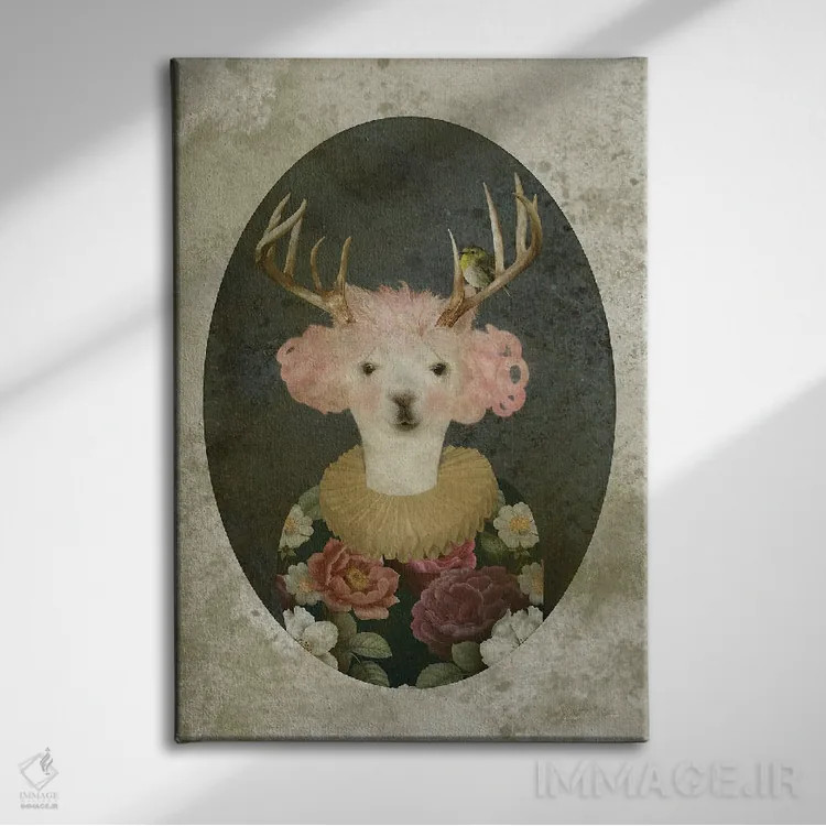 تابلو مدرن پرتره فرانسین - زمینه روشن اثر کارولین کسلسی - نمای روبهرو روی دیوار