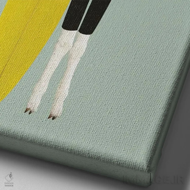 تابلو مدرن آلپاکا در حال نگه داشتن تخته موج سواری اثر کارولین کسلسی - نمای نزدیک بافت بوم