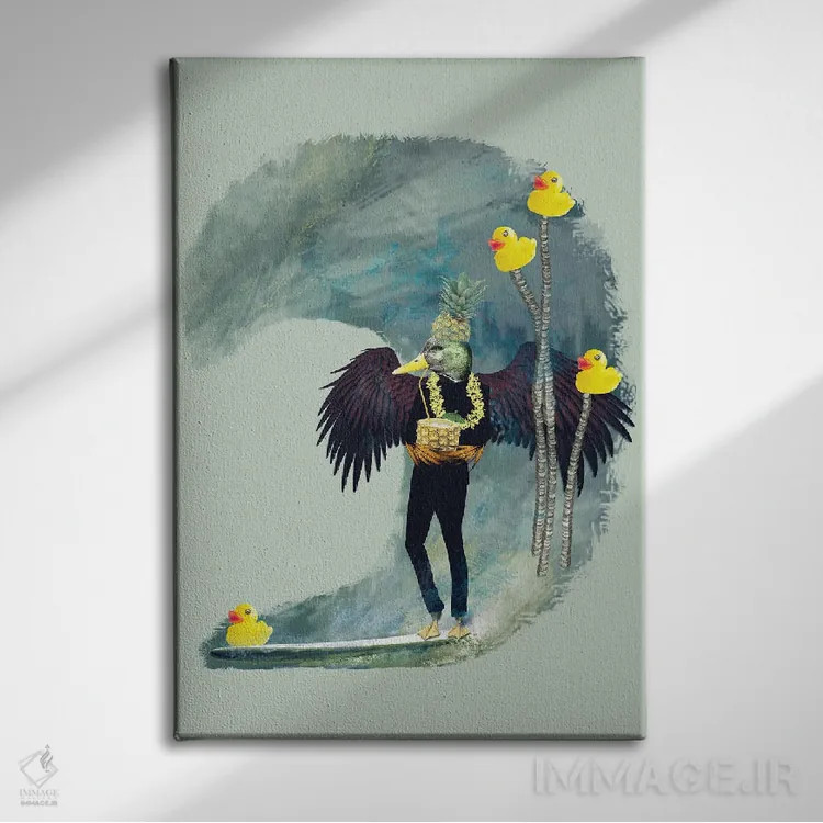 تابلو مدرن صورت اردکی اثر کارولین کسلسی - نمای روبهرو روی دیوار
