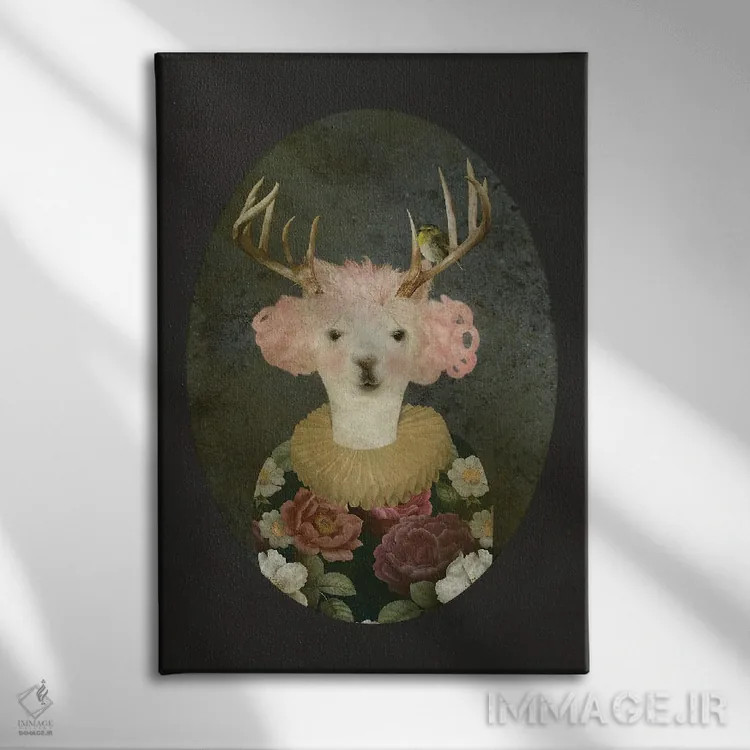 تابلو مدرن پرتره فرانسین - زمینه تیره اثر کارولین کسلسی - نمای روبهرو روی دیوار