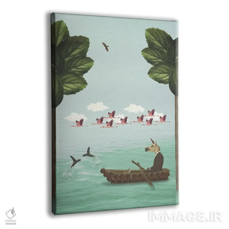 تابلو مدرن تفکر کنار دریاچه - عمودی اثر کارولین کسلسی - نمای پرسپکتیو محصول