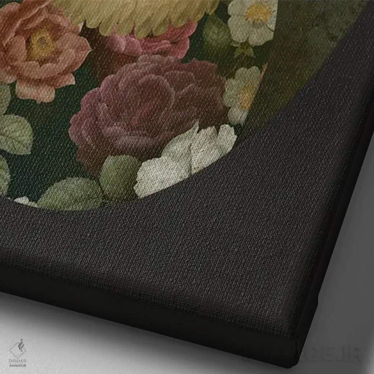 تابلو مدرن پرتره فرانسین - زمینه تیره اثر کارولین کسلسی - نمای نزدیک بافت بوم