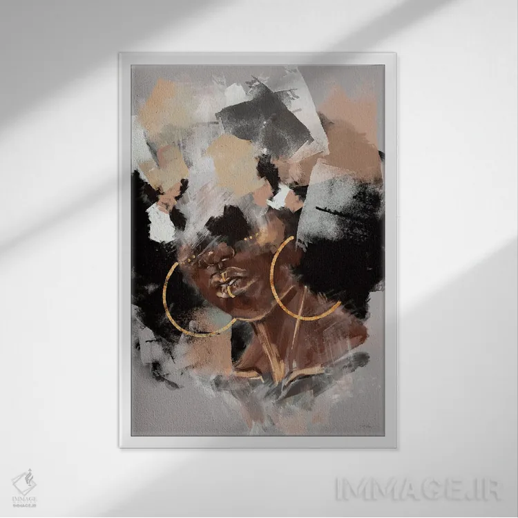 تابلو انتزاعی آفرو پاپ اثر استلا چانگ - نمای قابدار سفید
