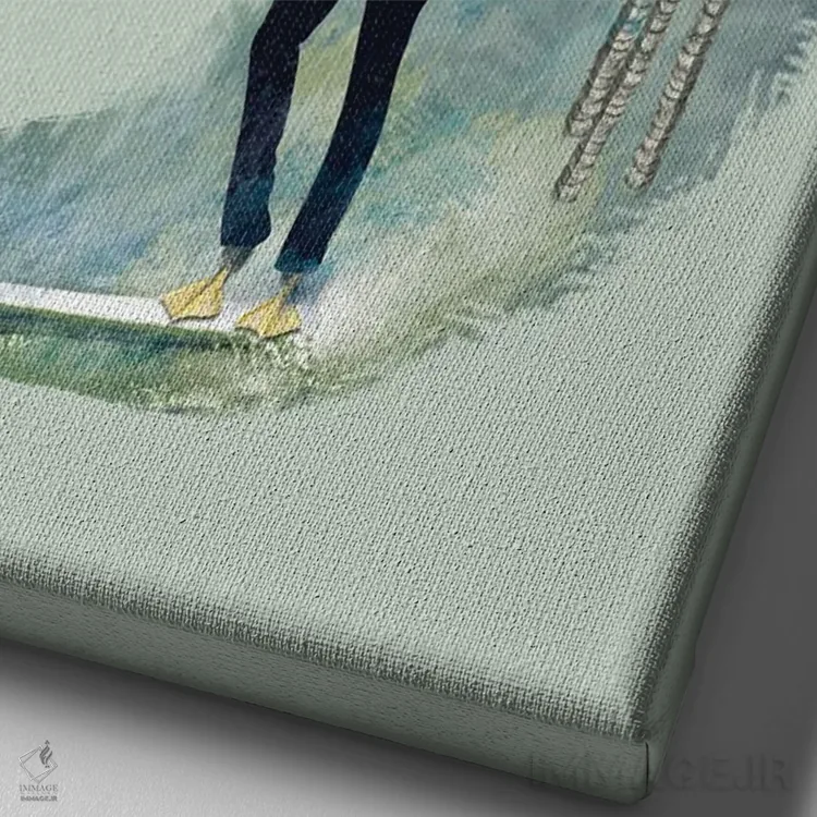 تابلو مدرن صورت اردکی اثر کارولین کسلسی - نمای نزدیک بافت بوم