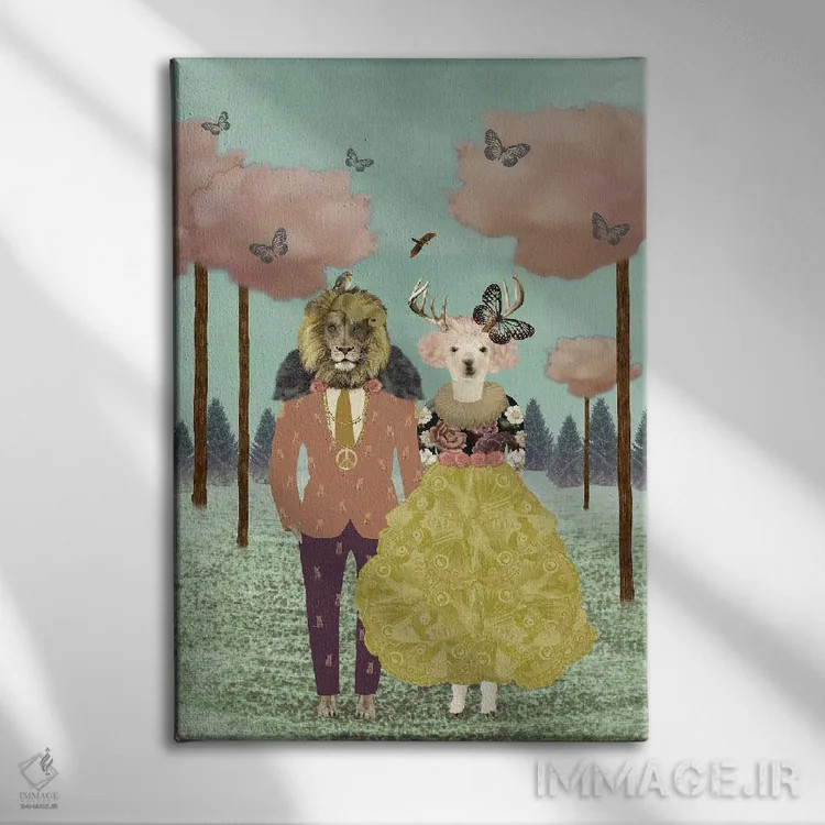 تابلو مدرن مزرعه ابرهای صورتی - عمودی اثر کارولین کسلسی - نمای روبهرو روی دیوار