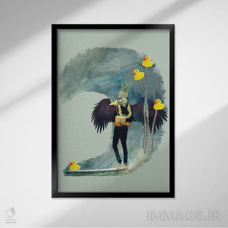 تابلو مدرن صورت اردکی اثر کارولین کسلسی - نمای قابدار مشکی