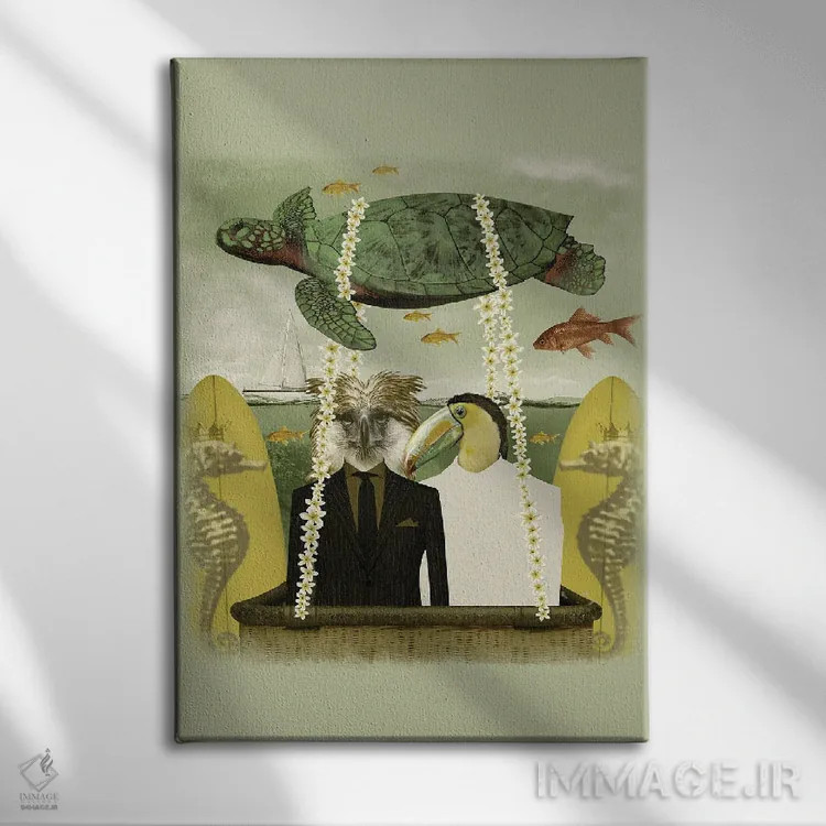 تابلو مدرن سفر موج سواری اثر کارولین کسلسی - نمای روبهرو روی دیوار