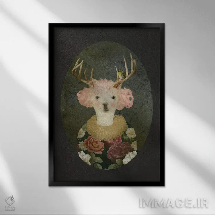 تابلو مدرن پرتره فرانسین - زمینه تیره اثر کارولین کسلسی - نمای قابدار مشکی