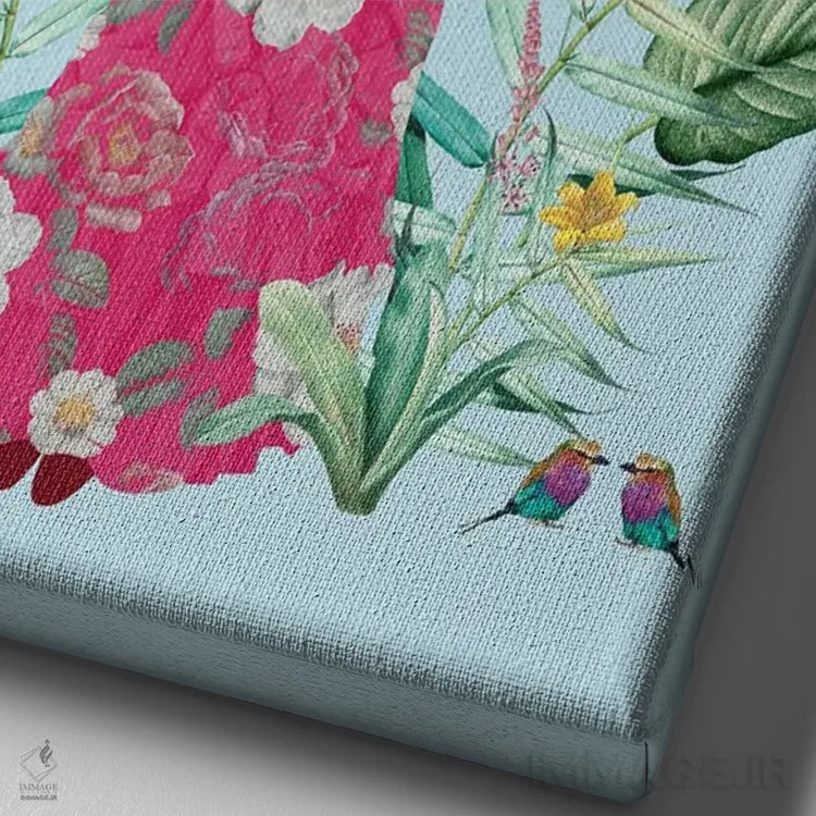 تابلو مدرن میا، مادر پرندگان اثر کارولین کسلسی - نمای نزدیک بافت بوم