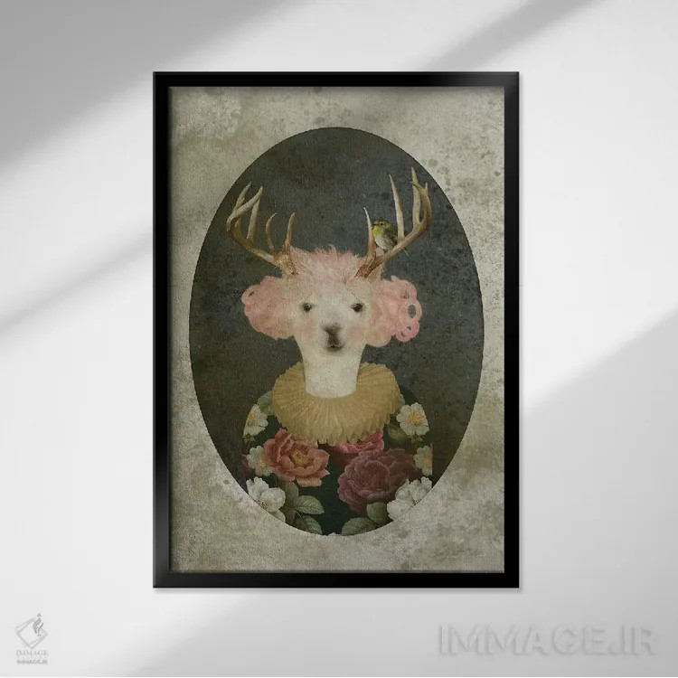 تابلو مدرن پرتره فرانسین - زمینه روشن اثر کارولین کسلسی - نمای قابدار مشکی