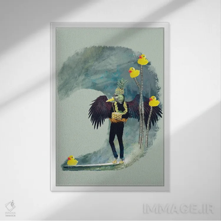 تابلو مدرن صورت اردکی اثر کارولین کسلسی - نمای قابدار سفید