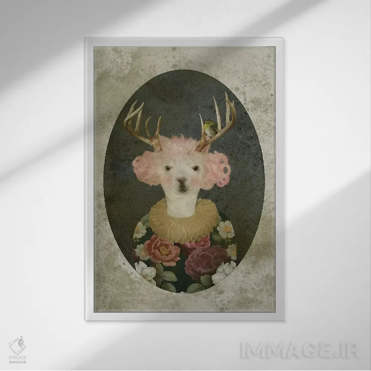 تابلو مدرن پرتره فرانسین - زمینه روشن اثر کارولین کسلسی - نمای قابدار سفید