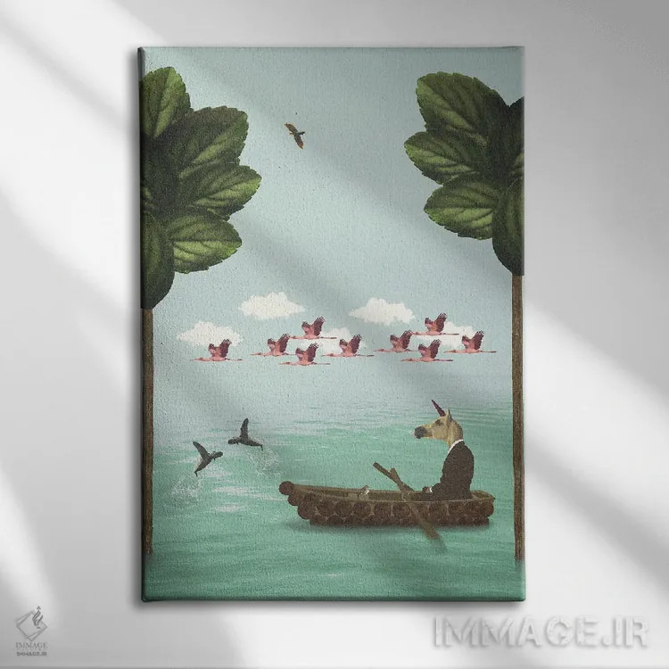 تابلو مدرن تفکر کنار دریاچه - عمودی اثر کارولین کسلسی - نمای روبهرو روی دیوار