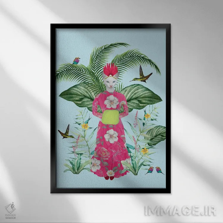 تابلو مدرن میا، مادر پرندگان اثر کارولین کسلسی - نمای قابدار مشکی