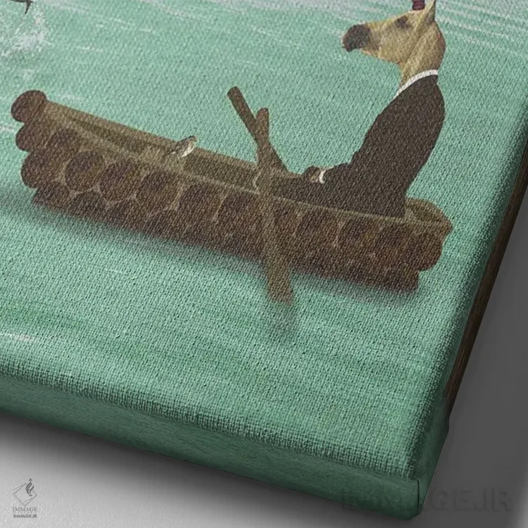 تابلو مدرن تفکر کنار دریاچه - عمودی اثر کارولین کسلسی - نمای نزدیک بافت بوم