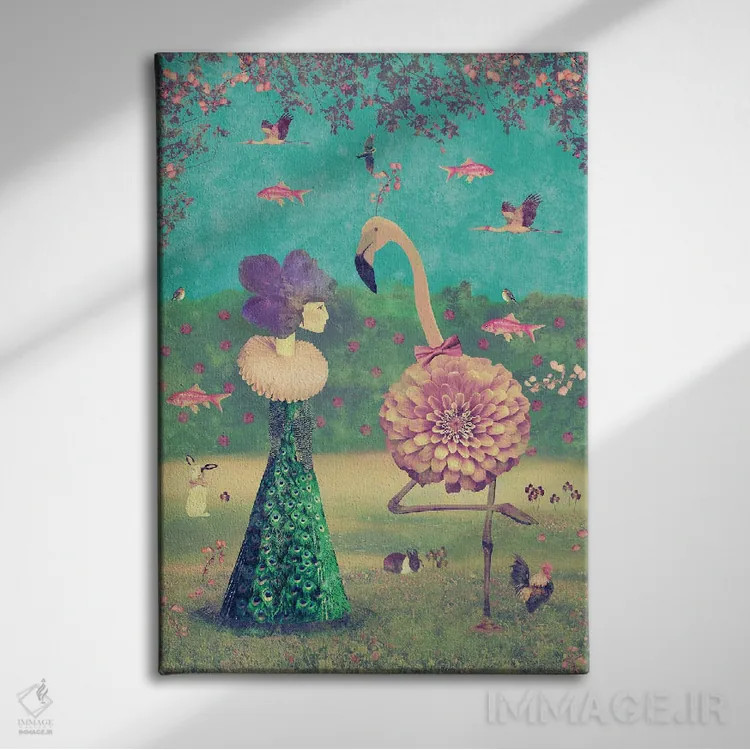 تابلو مدرن قدم زنی در پارک - عمودی اثر کارولین کسلسی - نمای روبهرو روی دیوار