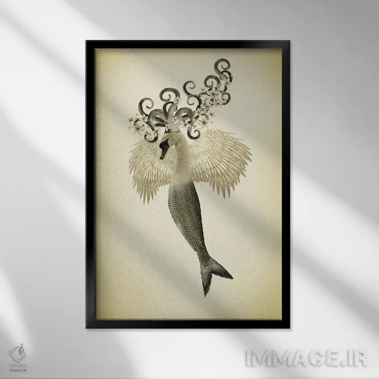 تابلو مدرن دختر قو قدیمی اثر کارولین کسلسی - نمای قابدار مشکی