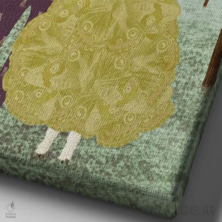 تابلو مدرن مزرعه ابرهای صورتی - عمودی اثر کارولین کسلسی - نمای نزدیک بافت بوم