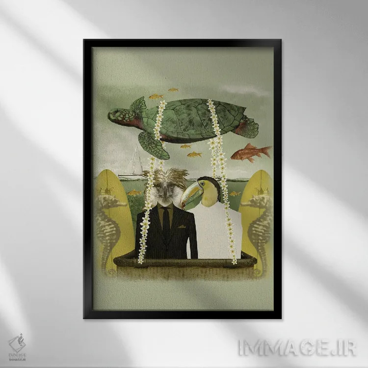 تابلو مدرن سفر موج سواری اثر کارولین کسلسی - نمای قابدار مشکی