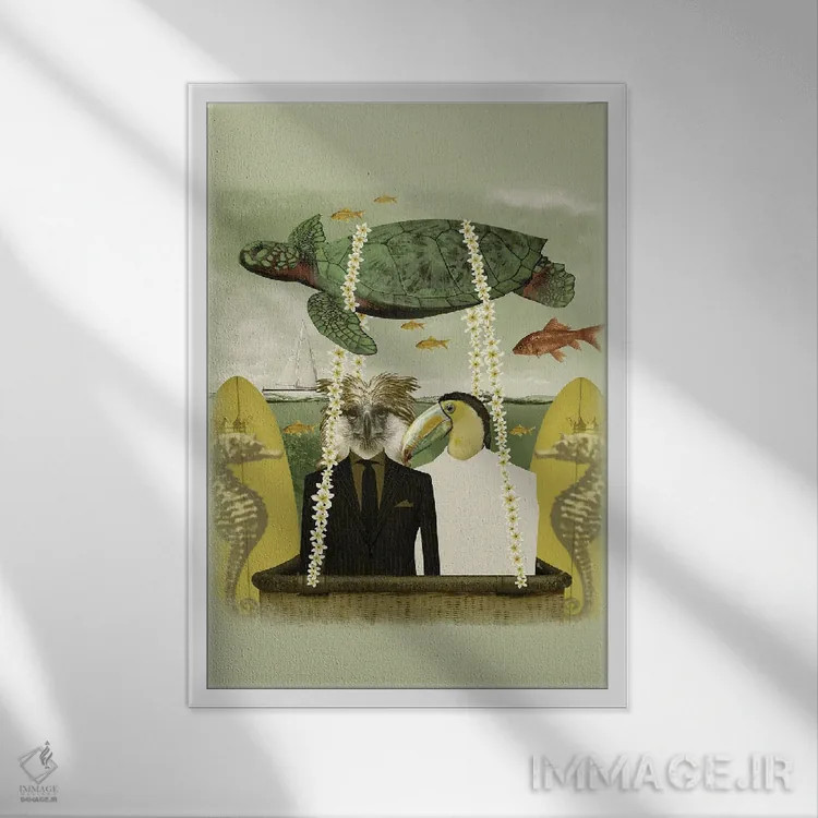 تابلو مدرن سفر موج سواری اثر کارولین کسلسی - نمای قابدار سفید