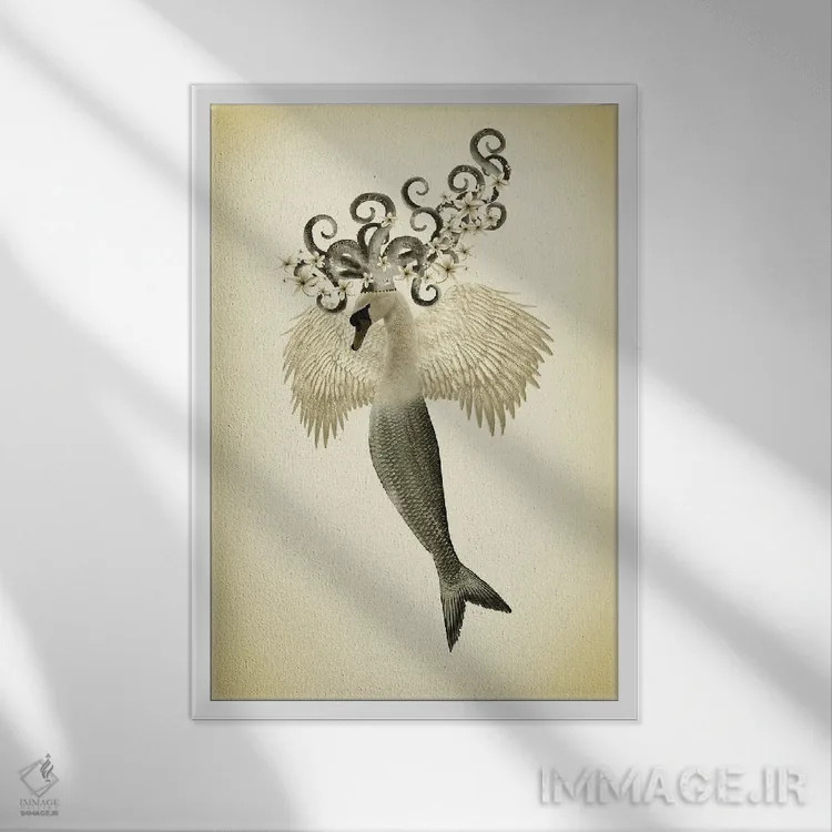 تابلو مدرن دختر قو قدیمی اثر کارولین کسلسی - نمای قابدار سفید