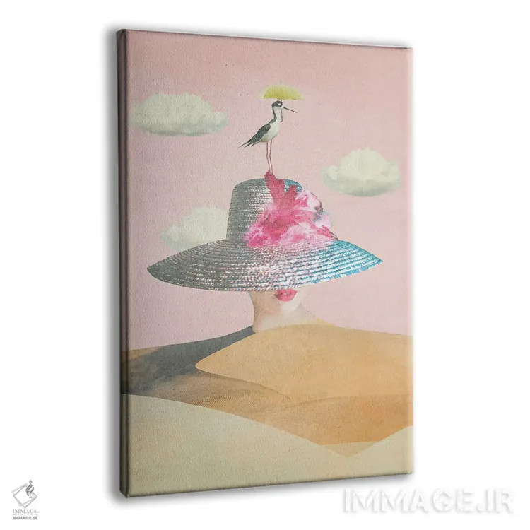 تابلو دکوراتیو بانوی صورتی اثر کارولین کسلسی - نمای پرسپکتیو محصول
