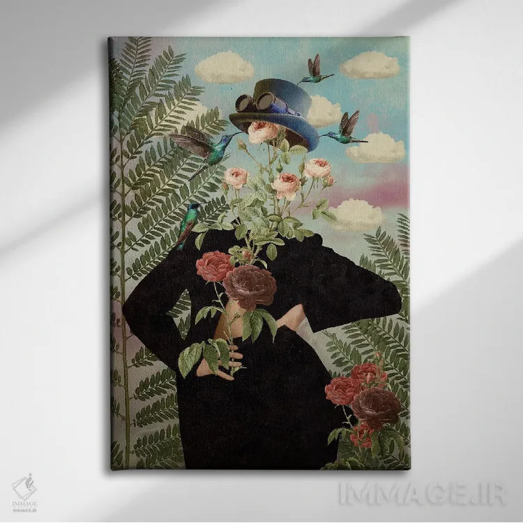 تابلو مدرن گل های وحشی - عمودی اثر کارولین کسلسی - نمای روبهرو روی دیوار