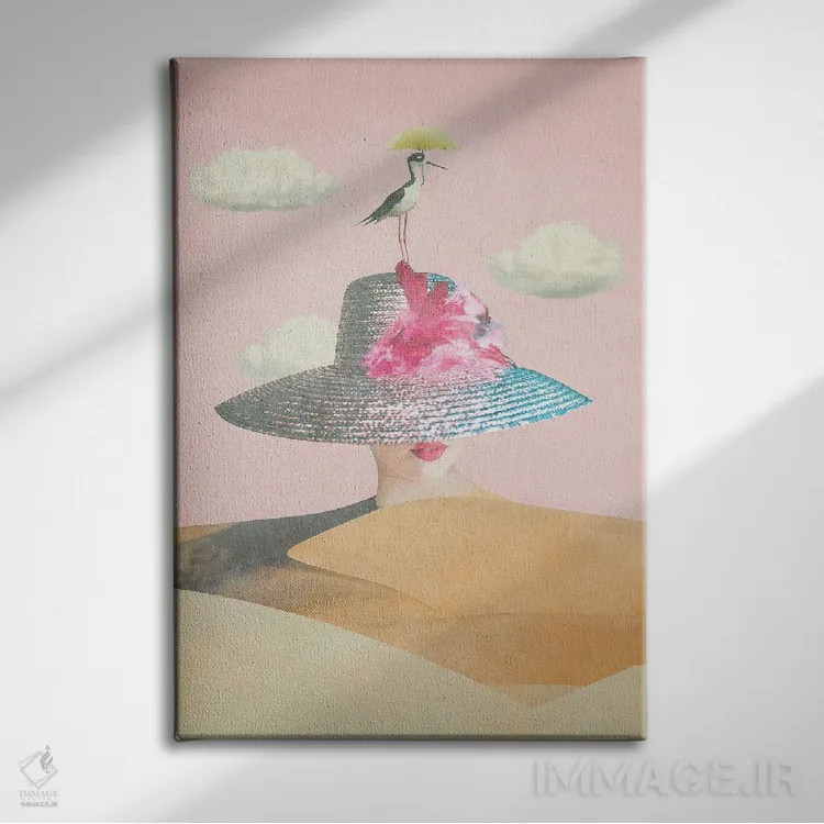 تابلو دکوراتیو بانوی صورتی اثر کارولین کسلسی - نمای روبهرو روی دیوار