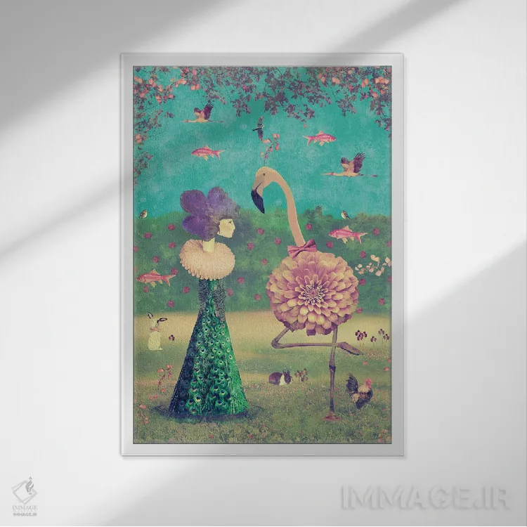 تابلو مدرن قدم زنی در پارک - عمودی اثر کارولین کسلسی - نمای قابدار سفید