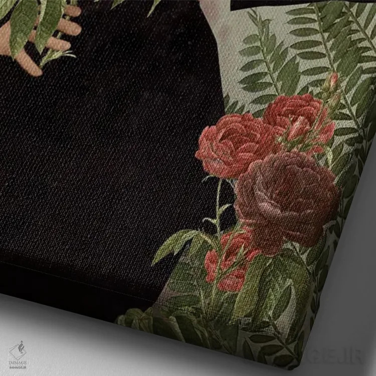 تابلو مدرن گل های وحشی - عمودی اثر کارولین کسلسی - نمای نزدیک بافت بوم