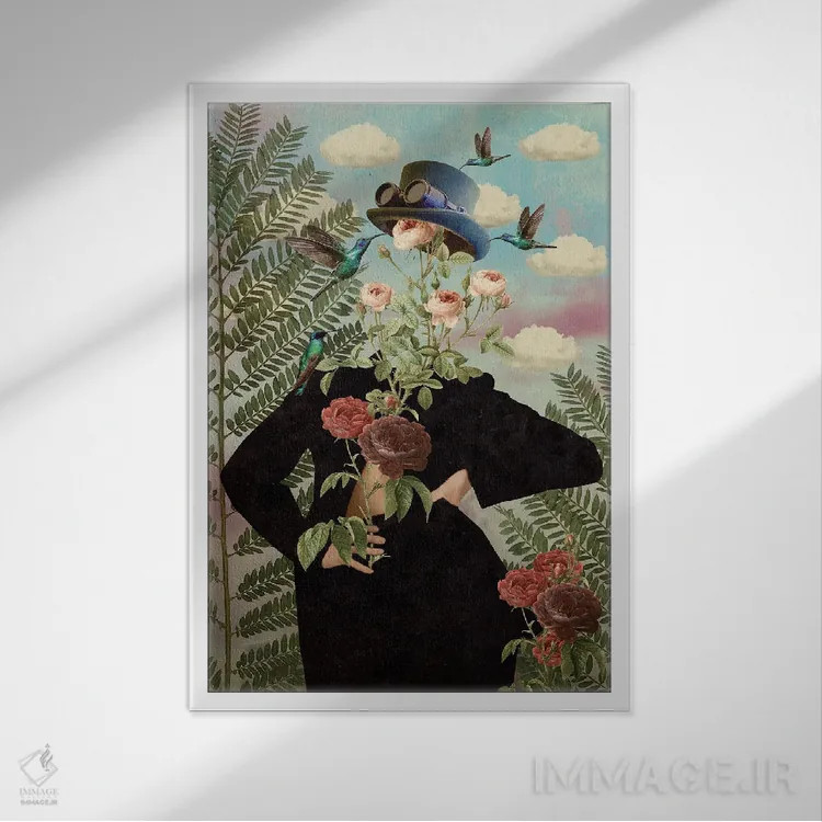 تابلو مدرن گل های وحشی - عمودی اثر کارولین کسلسی - نمای قابدار سفید