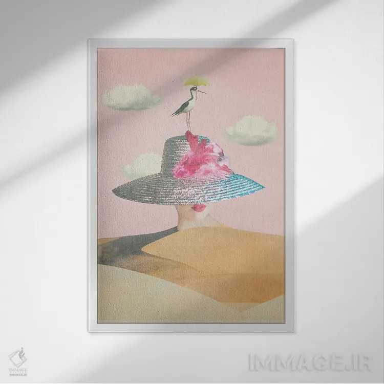 تابلو دکوراتیو بانوی صورتی اثر کارولین کسلسی - نمای قابدار سفید