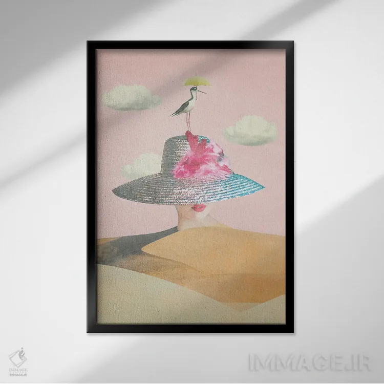 تابلو دکوراتیو بانوی صورتی اثر کارولین کسلسی - نمای قابدار مشکی