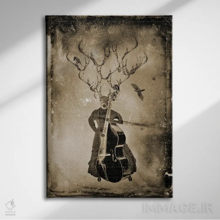 تابلو دکوراتیو گوزن موسیقی دان اثر کارولین کسلسی - نمای روبهرو روی دیوار