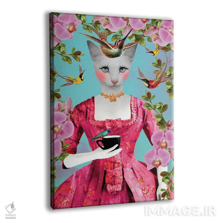 تابلو دکوراتیو بانوی گربه دوست نسخه بهاری اثر کارولین کسلسی - نمای پرسپکتیو محصول