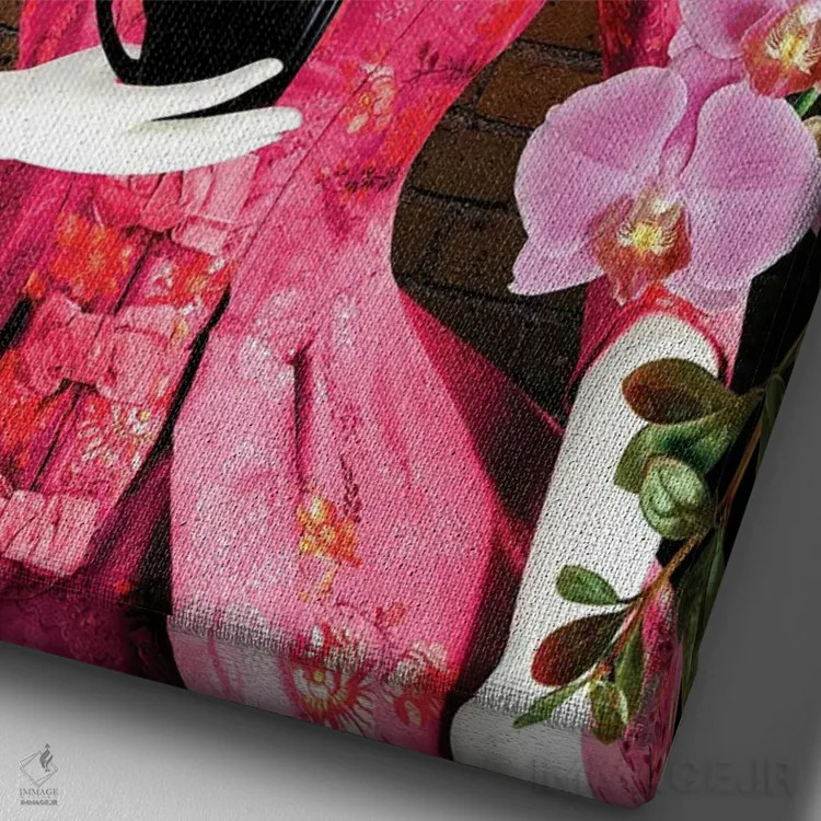 تابلو دکوراتیو بانوی گربه دوست اثر کارولین کسلسی - نمای نزدیک بافت بوم