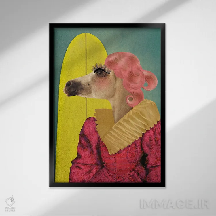 تابلو مدرن دالی - بانوی اسب اثر کارولین کسلسی - نمای قابدار مشکی