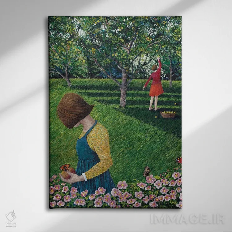 تابلو دکوراتیو باغ سیب اثر کترین پاتریکسون - نمای روبهرو روی دیوار