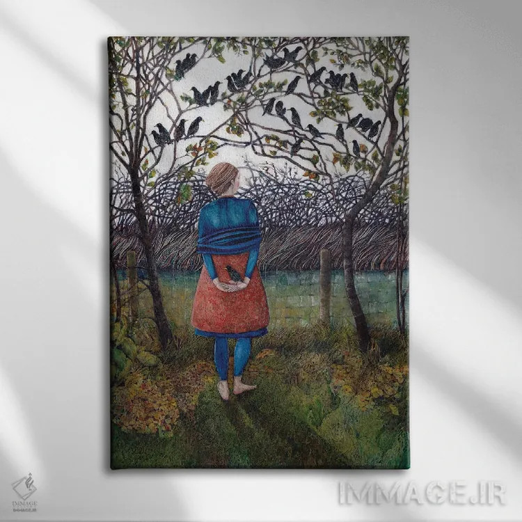 تابلو دکوراتیو نور پرنده اثر کترین پاتریکسون - نمای روبهرو روی دیوار