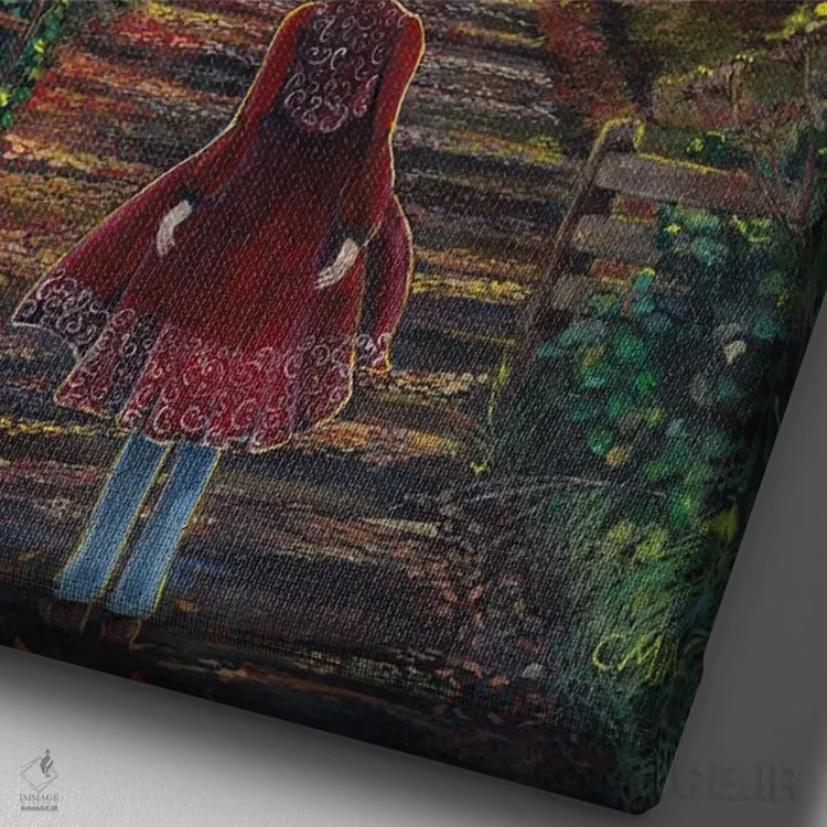 تابلو دکوراتیو مسیر در جنگل اثر کترین پاتریکسون - نمای نزدیک بافت بوم