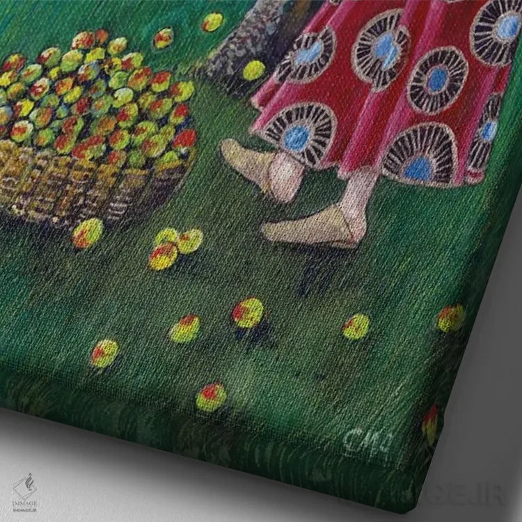 تابلو دکوراتیو انعکاس ها در باغ میوه اثر کترین پاتریکسون - نمای نزدیک بافت بوم