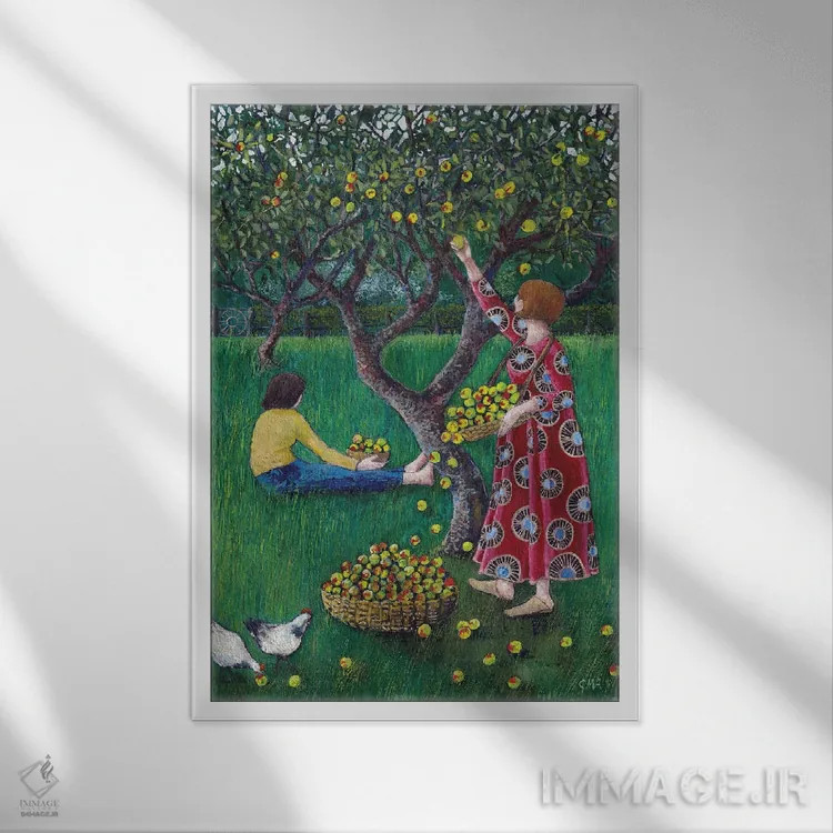 تابلو دکوراتیو انعکاس ها در باغ میوه اثر کترین پاتریکسون - نمای قابدار سفید