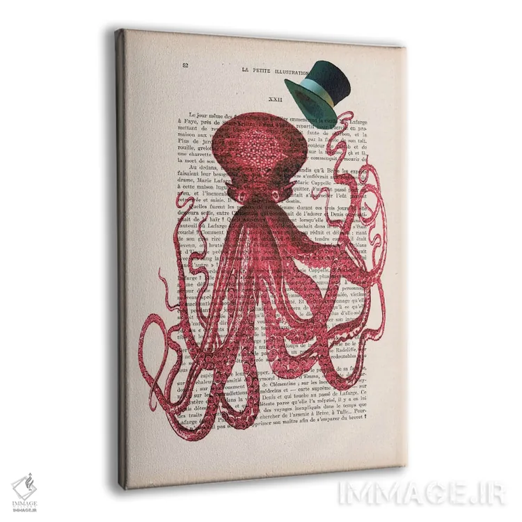 تابلو دکوراتیو اختاپوس با کلاه اثر کوکو د پاریس - نمای پرسپکتیو محصول