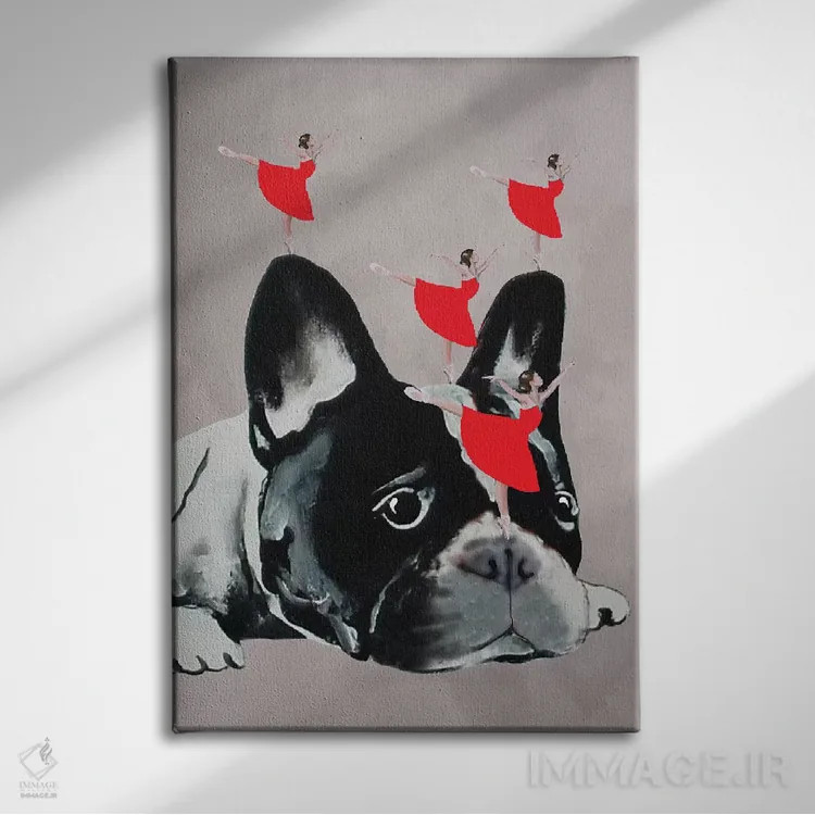 تابلو دکوراتیو بولداگ با رقصندگان اثر کوکو د پاریس - نمای روبهرو روی دیوار