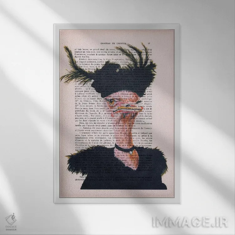 تابلو دکوراتیو شترمرغ جت ست اثر کوکو د پاریس - نمای قابدار سفید