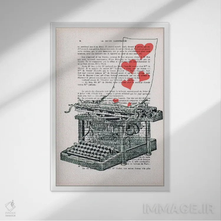 تابلو مدرن نامه عاشقانه اثر کوکو د پاریس - نمای قابدار سفید